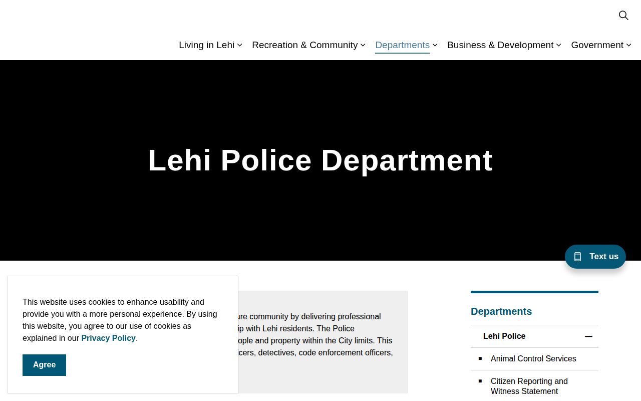 Utah County Lehi Police arrest-record access interface