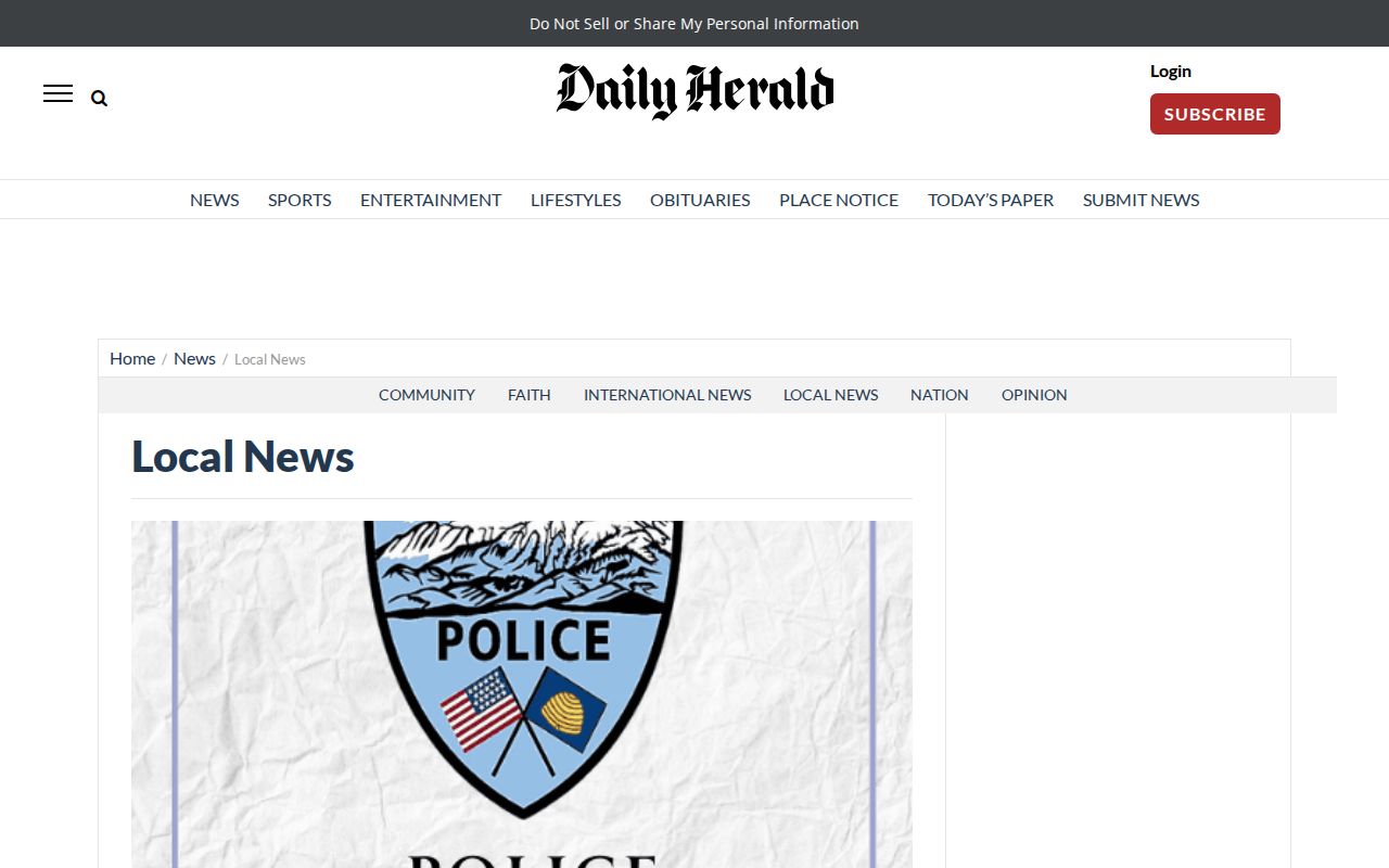 Daily Herald local news section interface